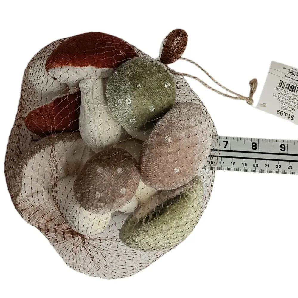 Mushroom Decor Garden Fairy 9 Cloth Covered Mushrooms Hobby Lobby New With Tag